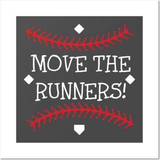 Primitive Fundamental Baseball Softball Saying Move the Runners Posters and Art